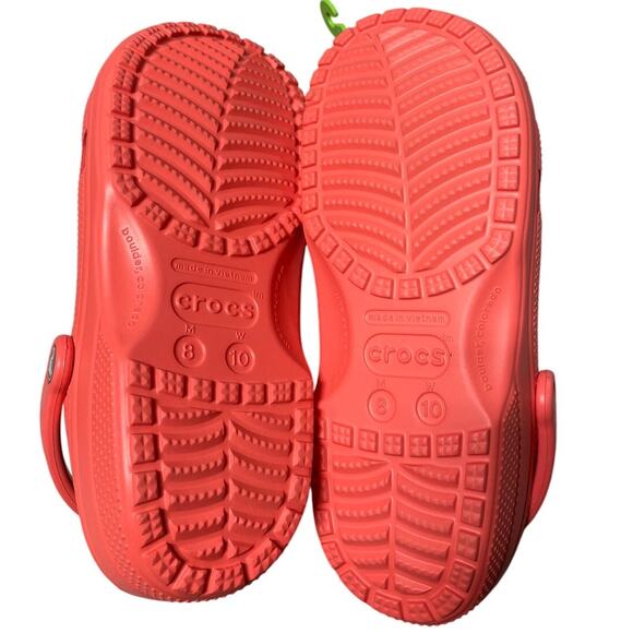 Crocs NWOT Classic Clogs Neon Watermelon Pink Eva Sole Size M8 W10 Flat Heel - Picture 4 of 6